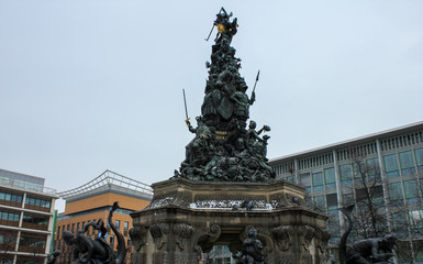 Part of the Grupello pyramid on top of the fountain at Paradeplatz in Mannheim