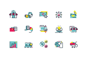 Isolated digital marketing icon set vector design