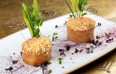 Grand Eclairs with cod liver. Classic retro Russian dish