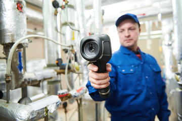Fototapeta na wymiar thermal imaging inspection of plumbing equipment