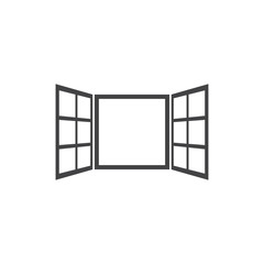 Open window icon in flat style isolated on white background. For your design, logo. Vector