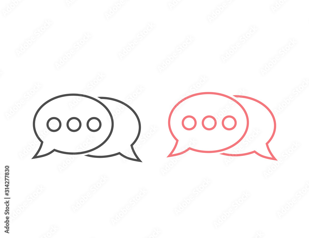 Poster speech bubble line icon set. vector in flat style