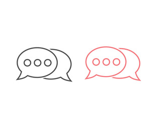 Speech bubble line icon set. Vector in flat style