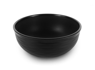 empty black bowl on white background