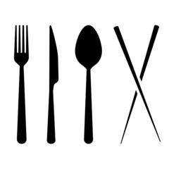 fork spoon knife chopsticks icon vector symbol design restaurant