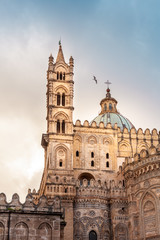 Fototapeta na wymiar Palermo Cathedral, main tower and basilica, Palermo, Sicily, Italy