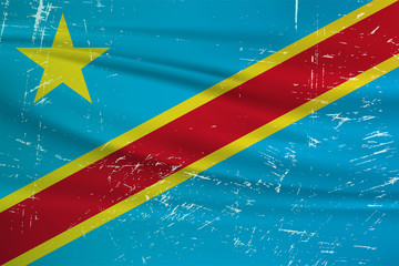 Grunge Congo flag. Congo flag with waving grunge texture. Vector background.