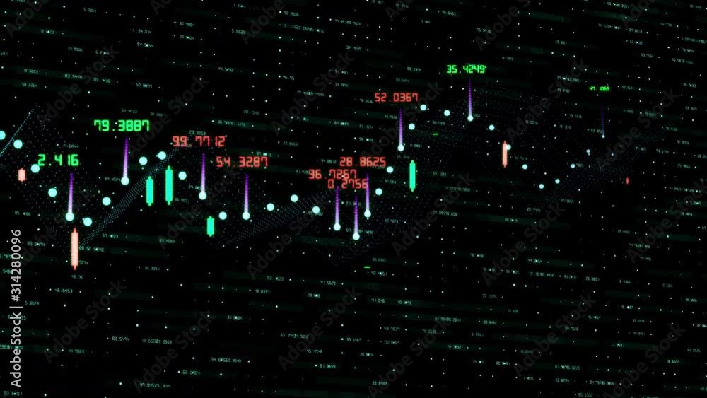 Poster bar graph and table of cryptocurrency stock exchange market indices. animation seamless looping vide