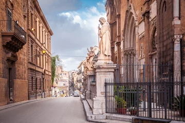 Foto op Plexiglas Palermo Cathedral, marble statues, Palermo, Sicily, Italy © Maria