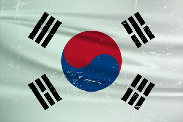 Grunge South Korea flag. South Korea flag with waving grunge texture. Vector background.