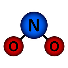 Nitrogen dioxide gas molecule icon.