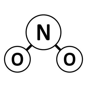 Nitrogen dioxide gas molecule icon.