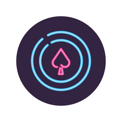 Neon spade chip inside circle vector design