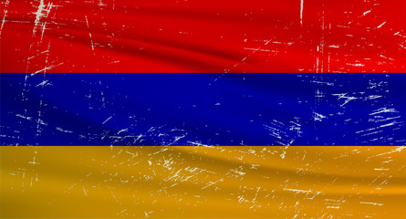 Grunge Armenia flag. Armenia flag with waving grunge texture. Vector background.