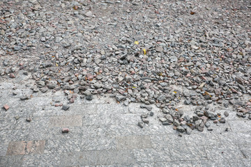 Crushed stone outdoors. Natural material for construction works.