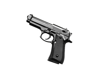 Gun isolated on white background. Legalising of weapon. Crime concept.