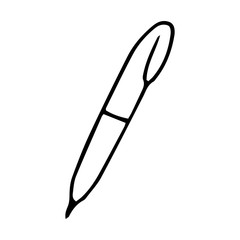 Automatic pen in doodle style. Black and white vector illustration. The element is drawn by hand and is isolated on a white background. stationery for writing and drawing. School supplies