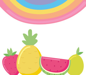 rainbow and fruits vector design