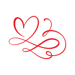 Heart love sign forever logo. Design flourish element for valentine card. Vector illustration. Infinity Romantic symbol wedding. Template for t shirt, card, poster