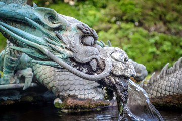 Fototapeta na wymiar Traditional japanese dragon fountain, Nikko, Japan