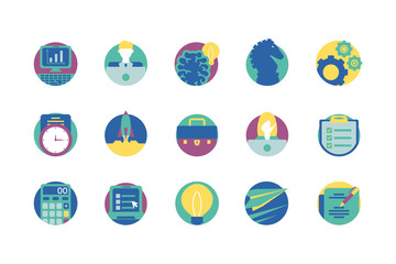 Strategy and management icon set vector design