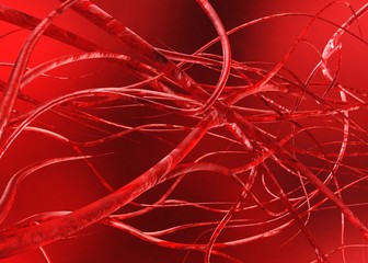 Blood vessels. Circulatory system. Veins and arteries. Abstraction, - obrazy, fototapety, plakaty