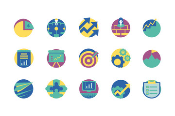 Strategy and management icon set vector design