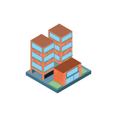 Isometric orange city building vector design