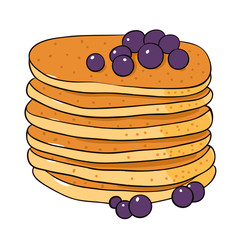 Delicious pancake with blueberry. Vector illustration isolated on white background