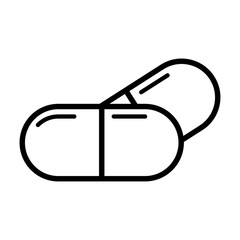 Medicine capsule icon outline style on white background