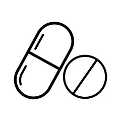 Medicine capsule icon outline style on white background