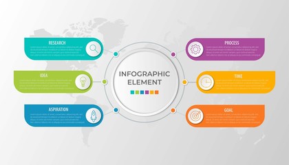 Presentation business infographic template with 6 options