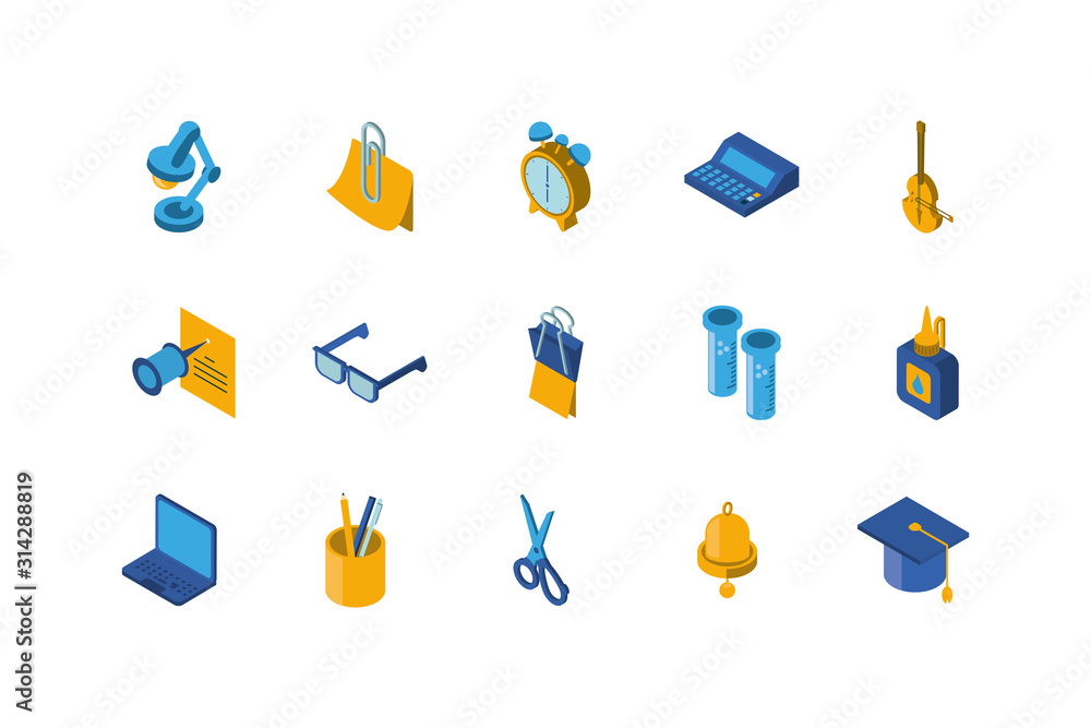 Poster isolated school icon set vector design