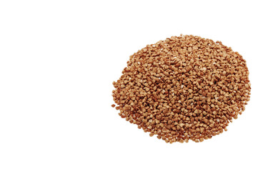 Buckwheat seeds closeup isolated on white background.