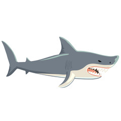 凶暴なサメの全身イラスト　横姿