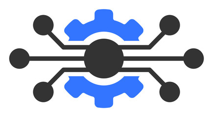 Electronic cog vector icon. Flat Electronic cog symbol is isolated on a white background.