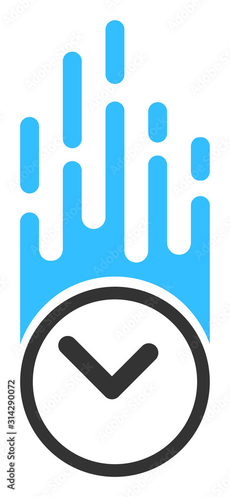 Poster falling clock vector icon. flat falling clock symbol is isolated on a white background.