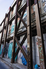 industrial building with graffitis