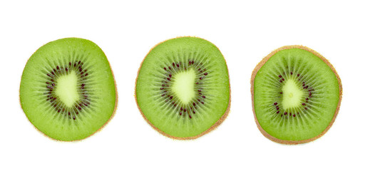 Half and Slice kiwi fruit isolated on white background.