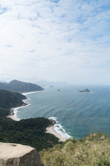 View from Pedra do Telegrafo rock, overlooking the Praias Selvagens Wild Beaches in Rio de Janeiro.