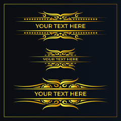 Golden calligraphic design elements with black basckground