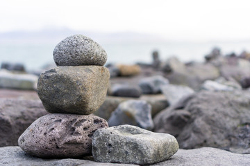stack of stones on the beach
