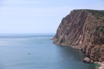 Fototapeta na wymiar Sea view from a cliff in Crimea