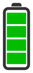 Full battery vector icon. Flat Full battery pictogram is isolated on a white background.