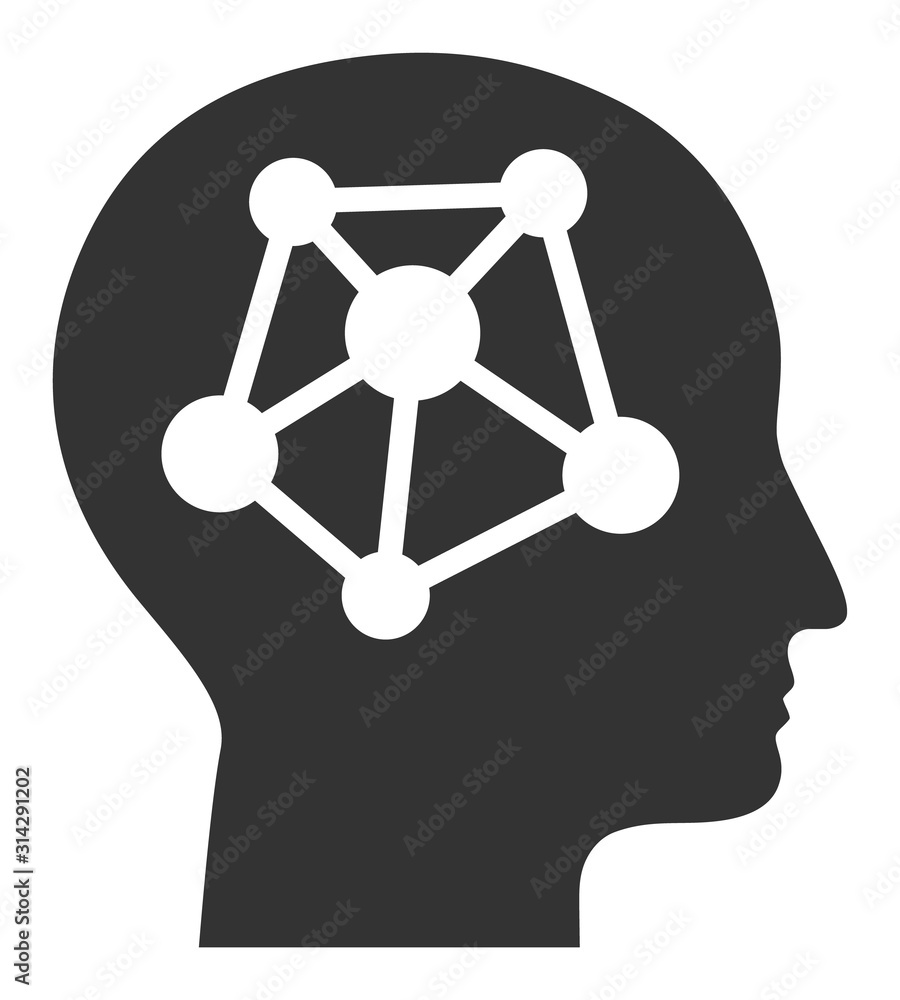 Poster human neural network vector icon. flat human neural network symbol is isolated on a white background