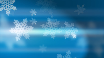 Light Blue background with 3d snowflakes.