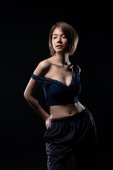 Fototapeta premium Sexy asian girl model, woman body contour, beautiful sexy asian