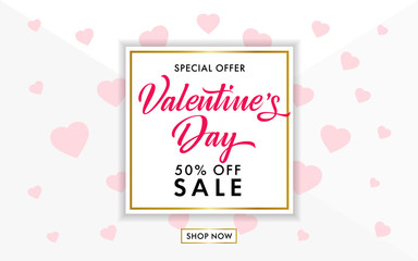 Valentines day sale background with rose hearts on gray colors background. Vector illustration. Valentine`s day special offer promo for wallpaper, flyers, invitation, posters, brochure, banners
