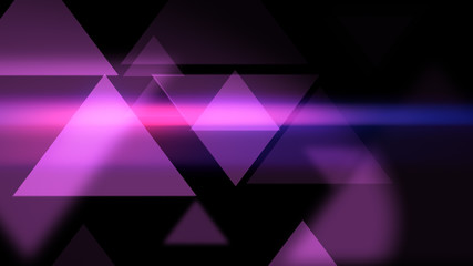 Glowing and glittering pink triangles on black