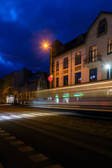 Fototapeta na wymiar Evening traffic in Liepaja city, Latvia.